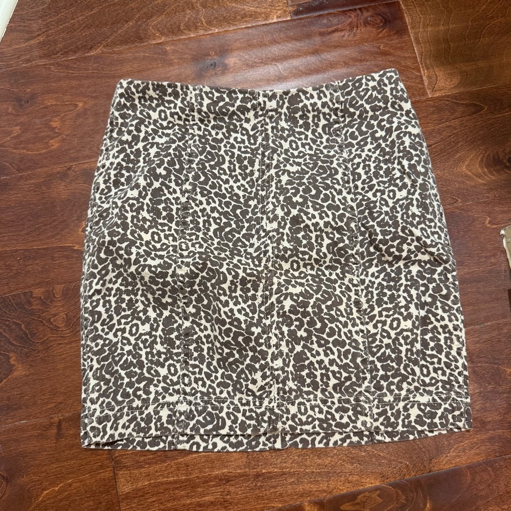 Free People Brown and White Animal Print Pencil Skirt